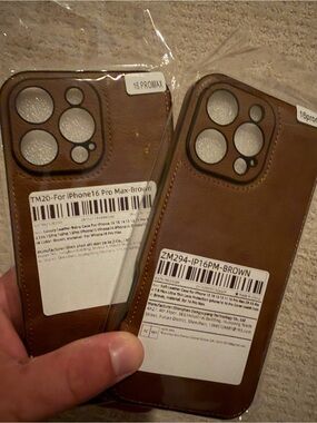 Brown Faux Leather iPhone 16 Pro Max Case    (2-Pack)